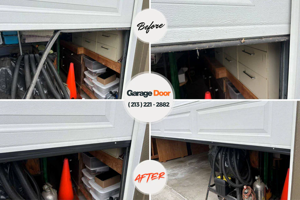 Before and after: garage door repair Grand Saline, TX